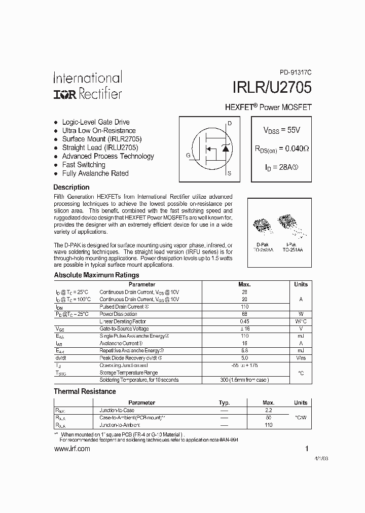 IRLR2705TRL_8191291.PDF Datasheet