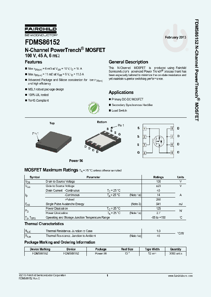 FDMS86152_8207013.PDF Datasheet