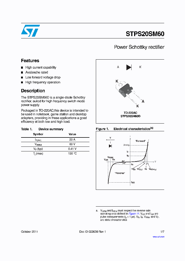 STPS20SM60_8209128.PDF Datasheet