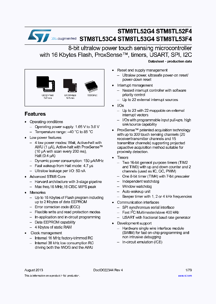 STM8TL52F4_8209347.PDF Datasheet