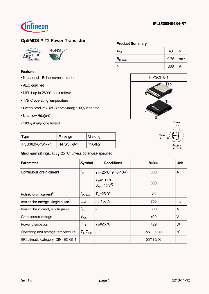 IPLU300N04S4-R7_8217032.PDF Datasheet