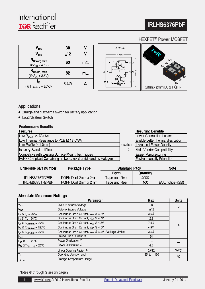 IRLHS6376PBF_8234013.PDF Datasheet