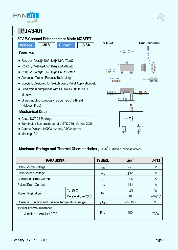 PJA3401_8243729.PDF Datasheet