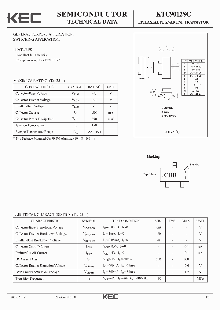 KTC9012SC_8248255.PDF Datasheet