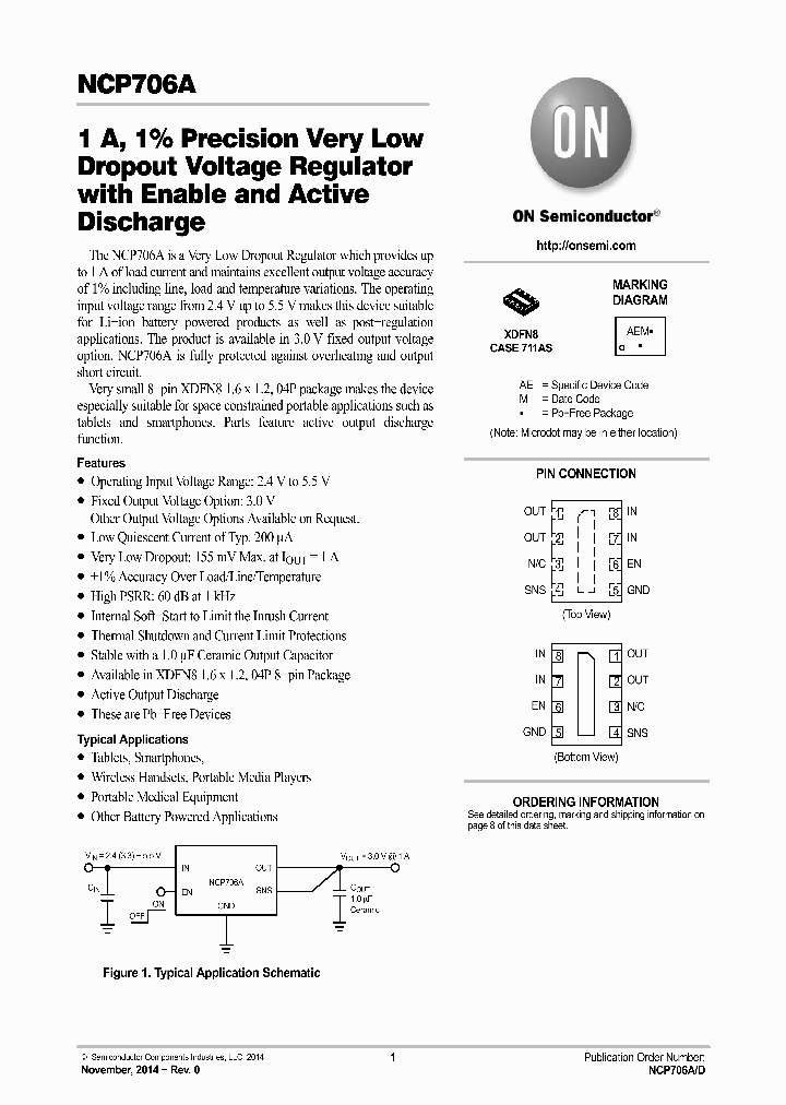 NCP706AMX300TAG_8254524.PDF Datasheet