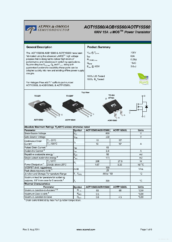 AOB15S60_7858192.PDF Datasheet