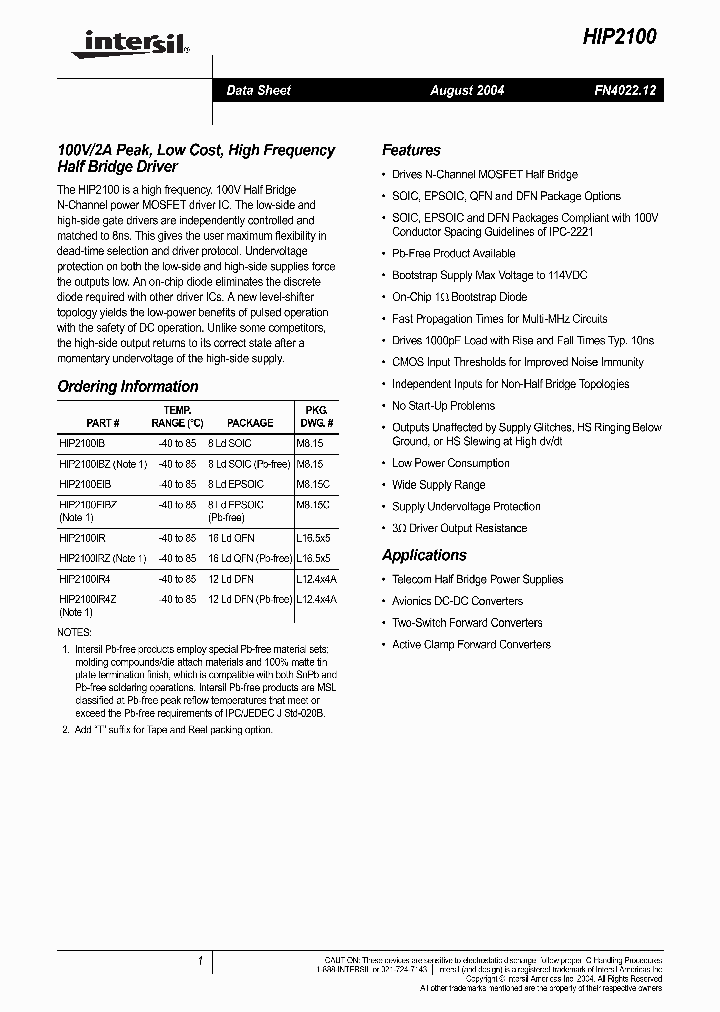 HIP2100IRZ_8288661.PDF Datasheet