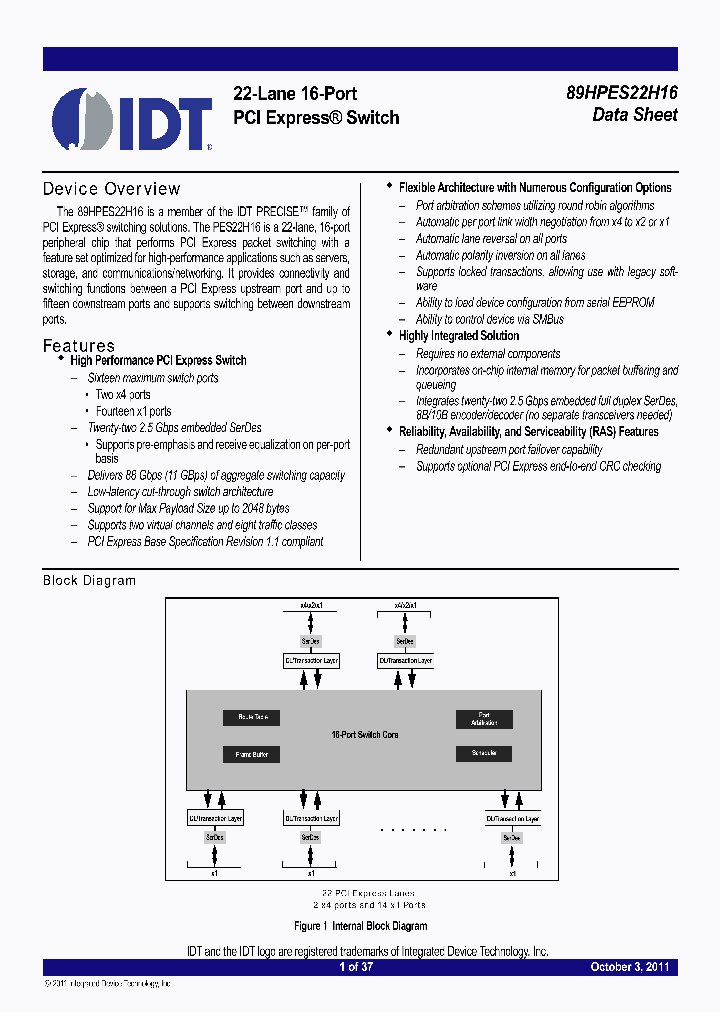 89HPES22H16_8294290.PDF Datasheet
