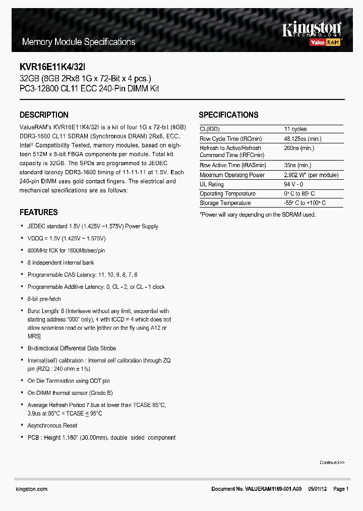 KVR16E11K4-32I_8298238.PDF Datasheet