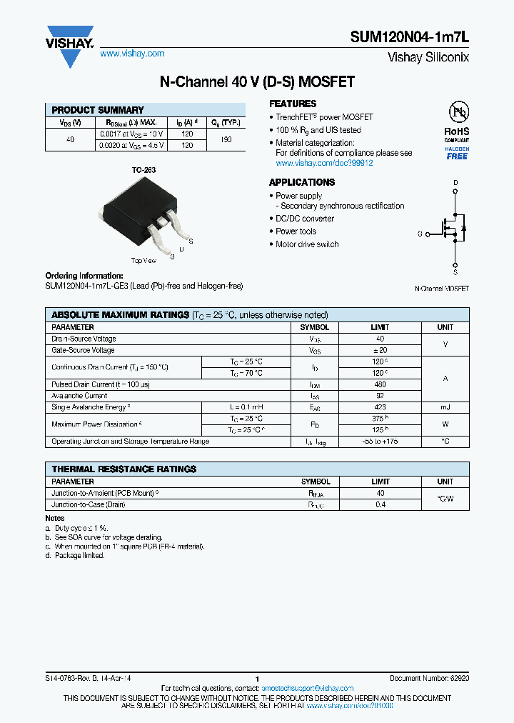 SUM120N04_8300342.PDF Datasheet