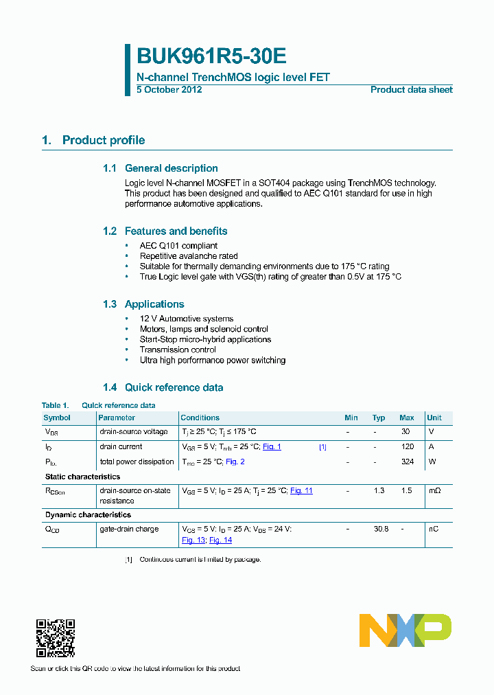 BUK961R5-30E_8304007.PDF Datasheet