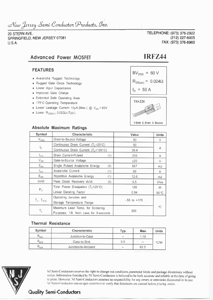 IRFZ44_8313833.PDF Datasheet