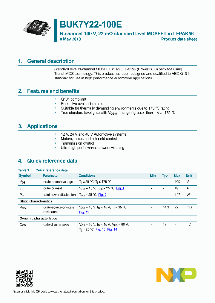 BUK7Y22-100E-15_8327917.PDF Datasheet