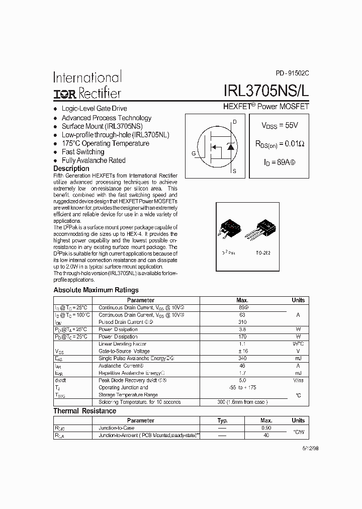 IRL3705NSL_8336417.PDF Datasheet