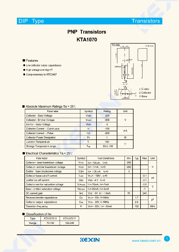 KTA1070-O_8345549.PDF Datasheet