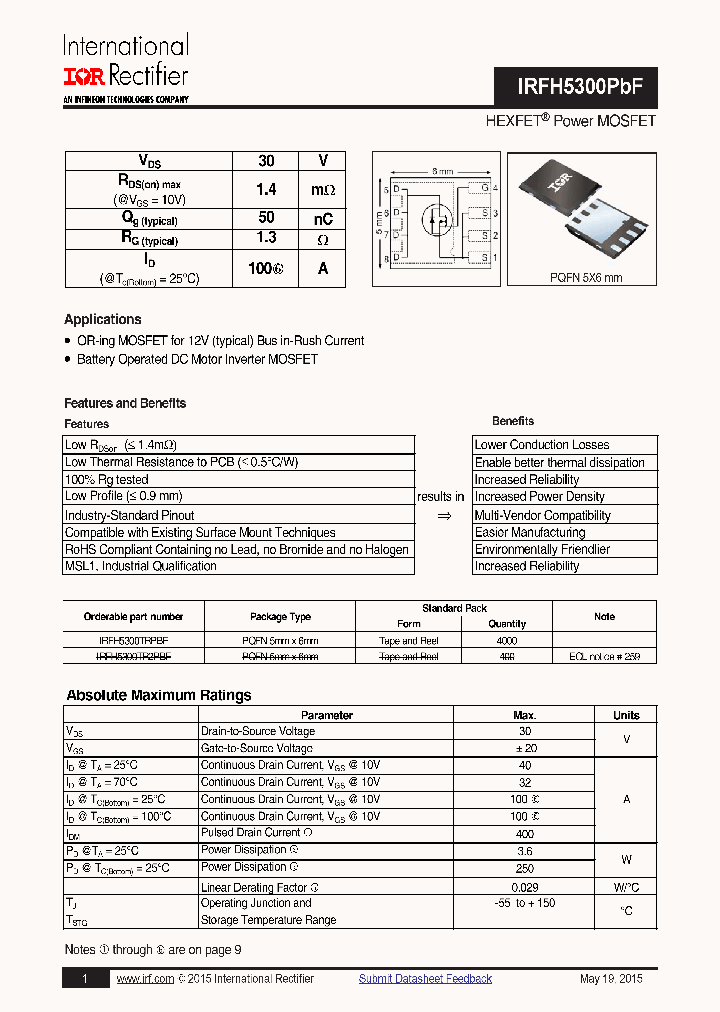 IRFH5300PBF_8365622.PDF Datasheet