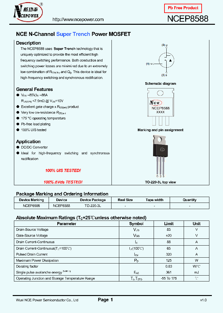 NCEP8588_8373890.PDF Datasheet