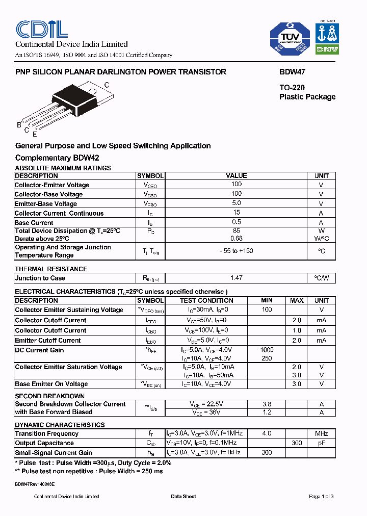 BDW47_8387385.PDF Datasheet