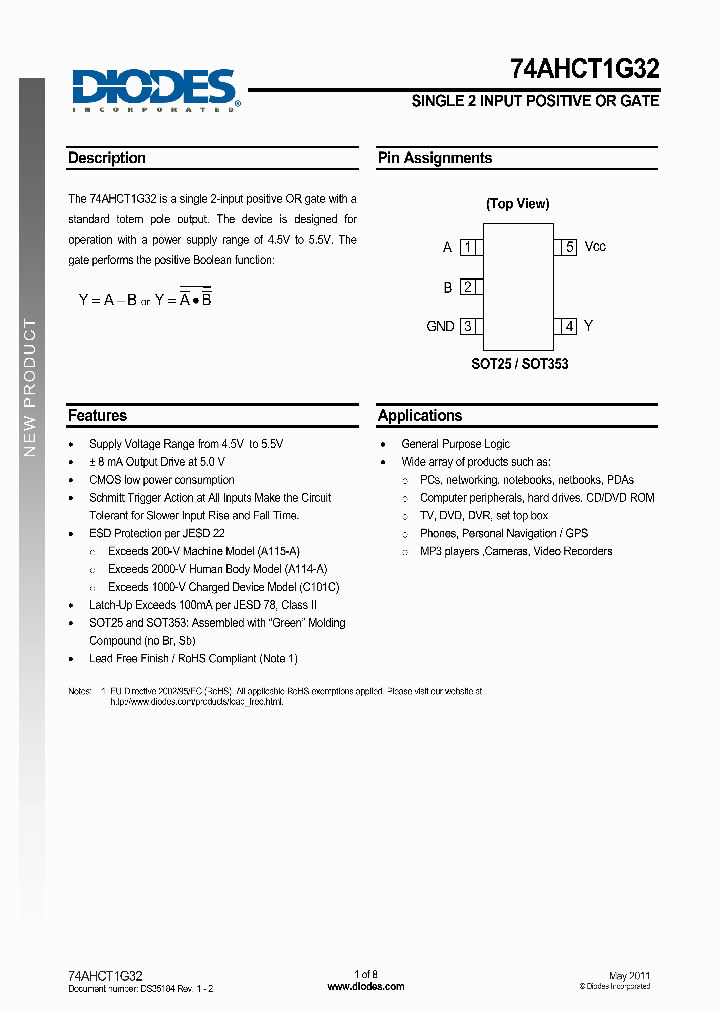 74AHCT1G32SE-7_8403193.PDF Datasheet