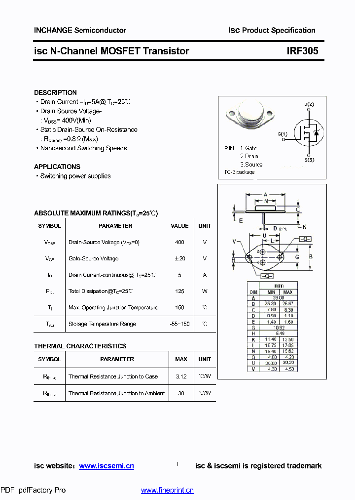 IRF305_8407877.PDF Datasheet