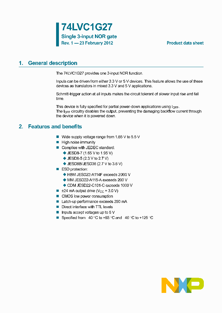 74LVC1G27GF_8449228.PDF Datasheet