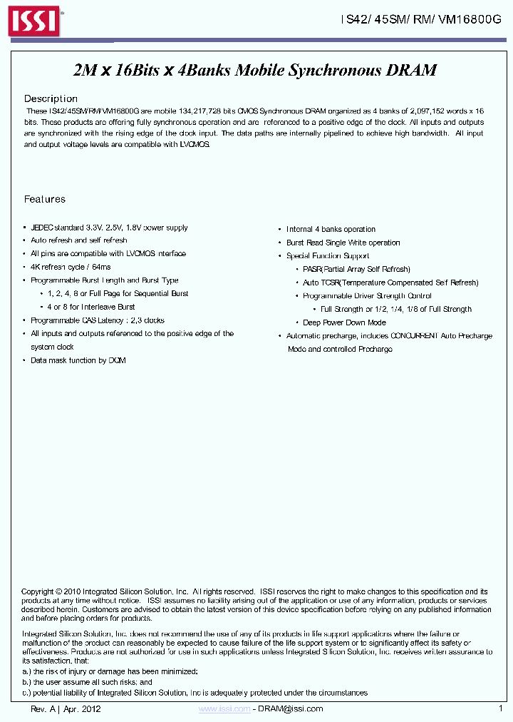 IS42VM16800G_8482255.PDF Datasheet