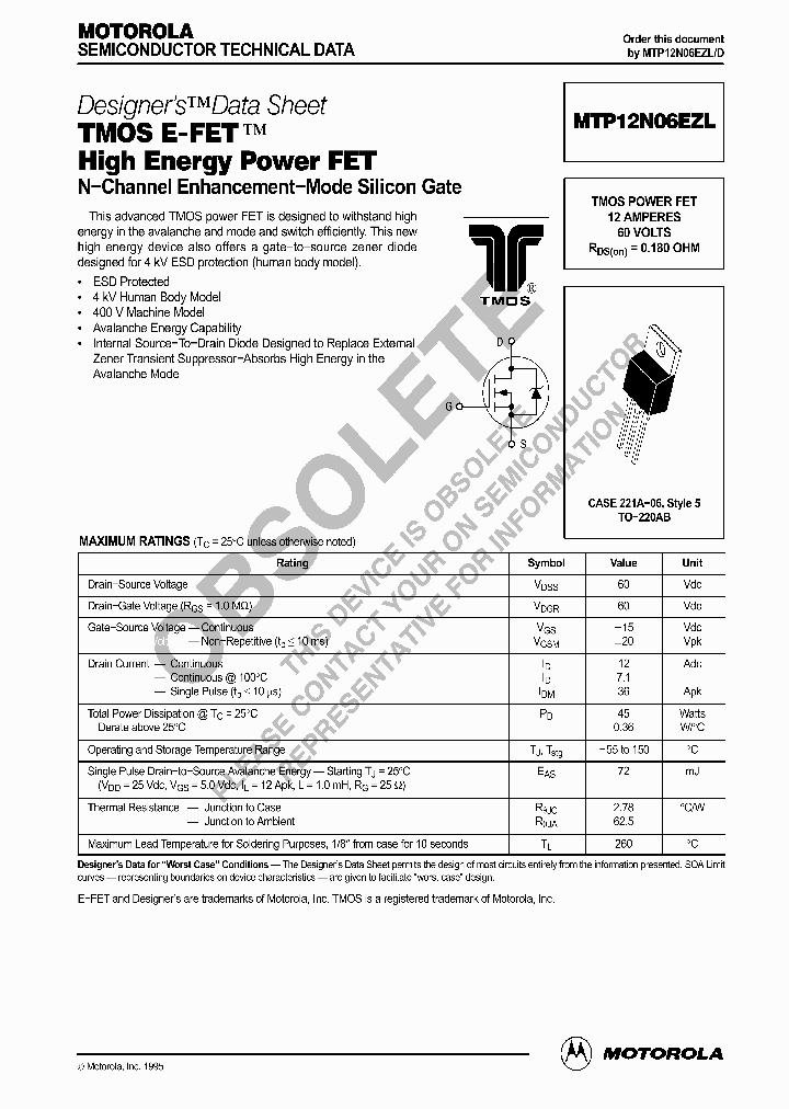 MTP12N06EZL_8498840.PDF Datasheet