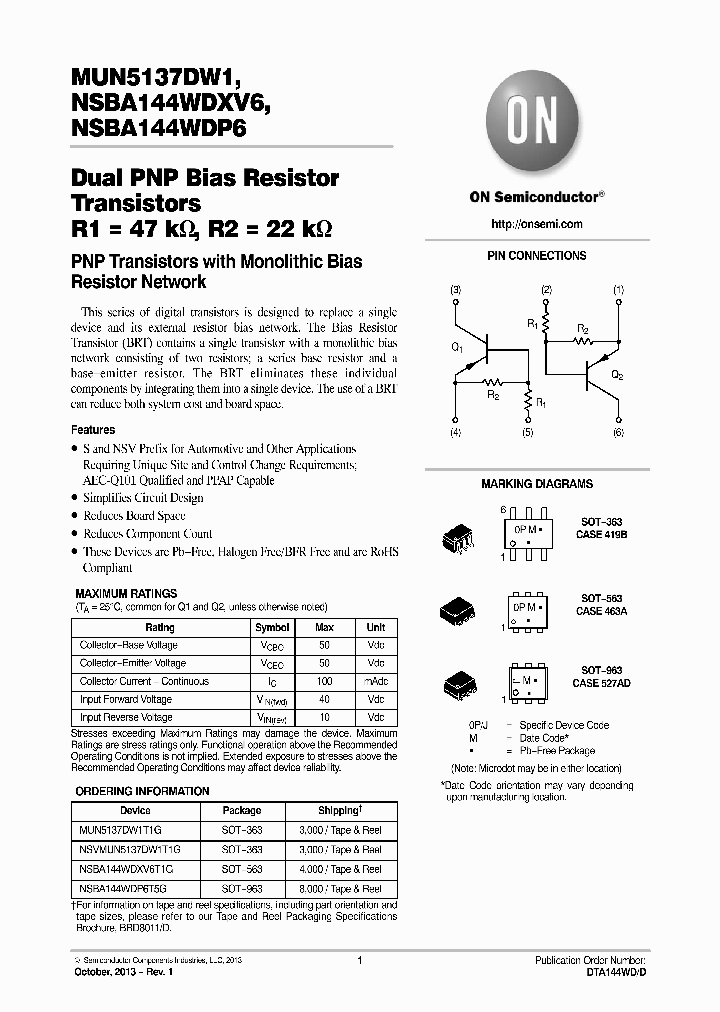 MUN5137DW1_8500190.PDF Datasheet