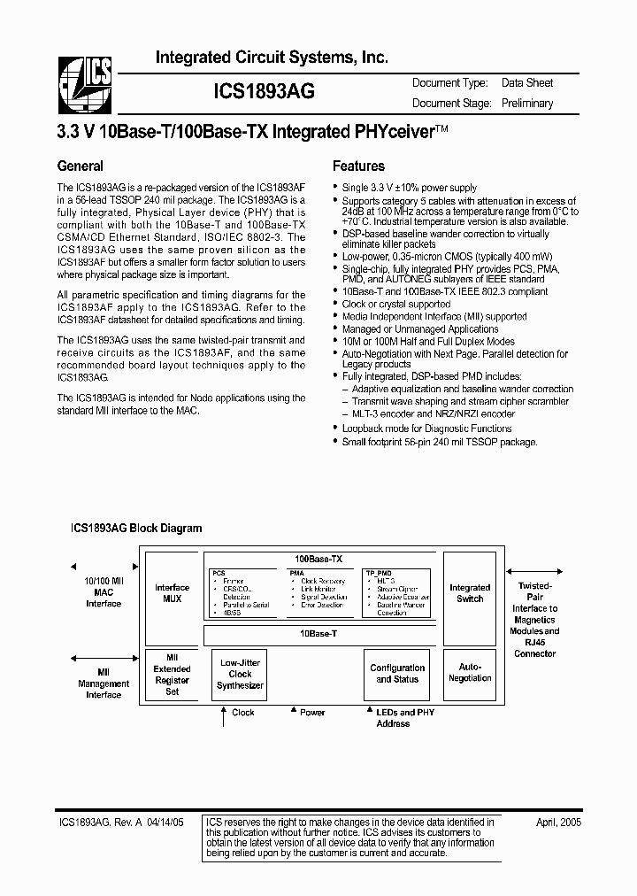 ICS1893AGI_8500773.PDF Datasheet