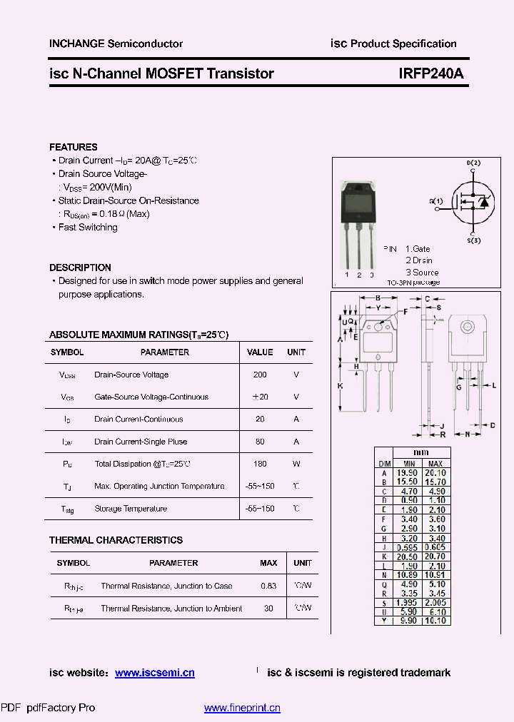 IRFP240A_8504129.PDF Datasheet