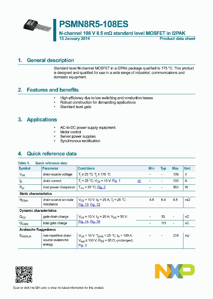 PSMN8R5-108ES_8540318.PDF Datasheet