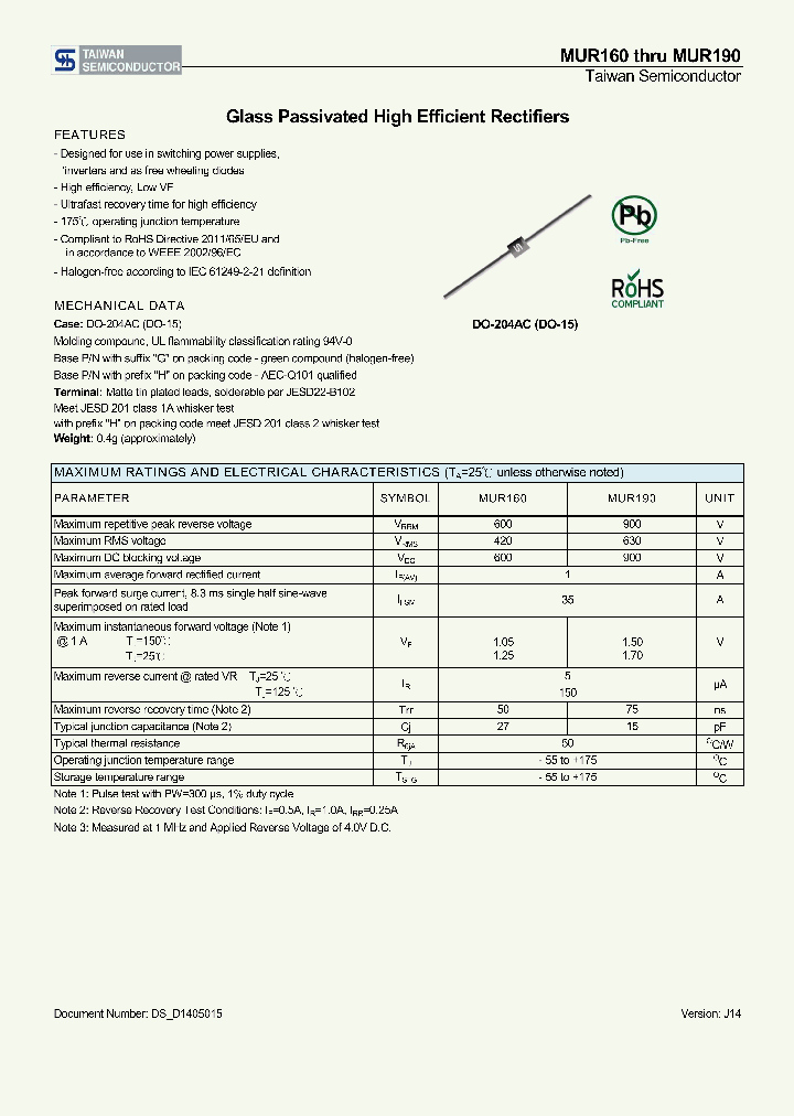 MUR190_8559231.PDF Datasheet