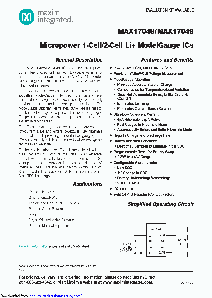 MAX17048X005T10_8561709.PDF Datasheet