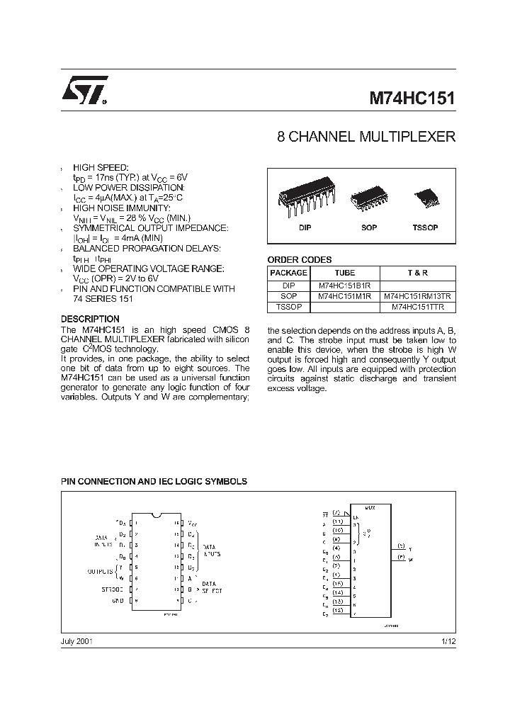 M74HC151RM13TR_8566983.PDF Datasheet