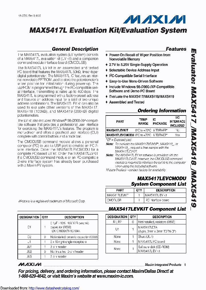 MAX5417LEVKIT_8604470.PDF Datasheet