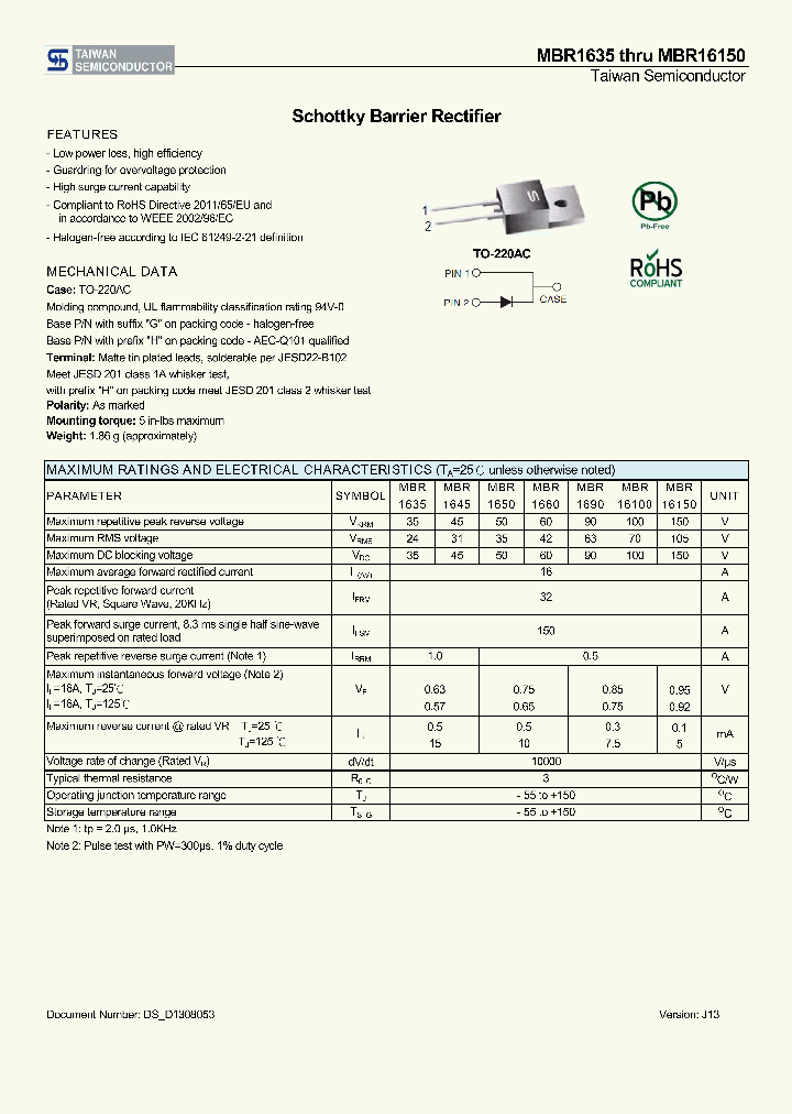 MBR16100_8608642.PDF Datasheet