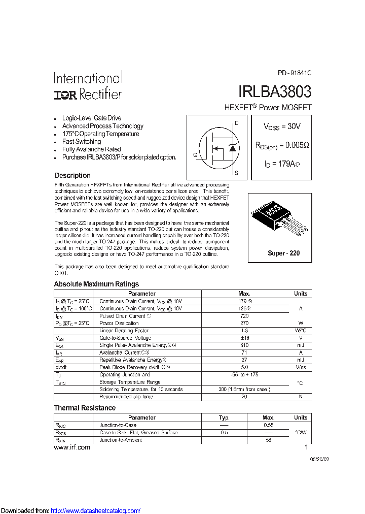 IRLBA3803PPBF_8645592.PDF Datasheet