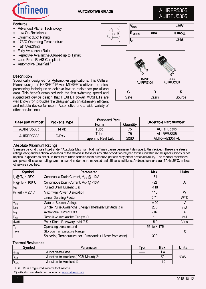 AUIRFR5305_8656151.PDF Datasheet