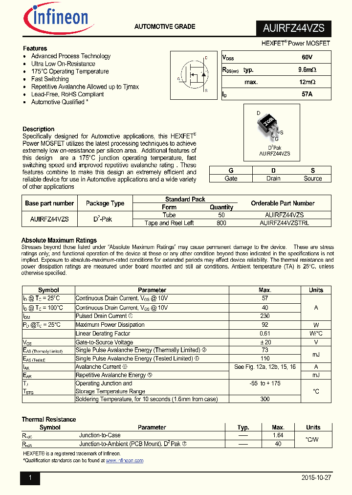 AUIRFZ44VZSTRL_8713039.PDF Datasheet