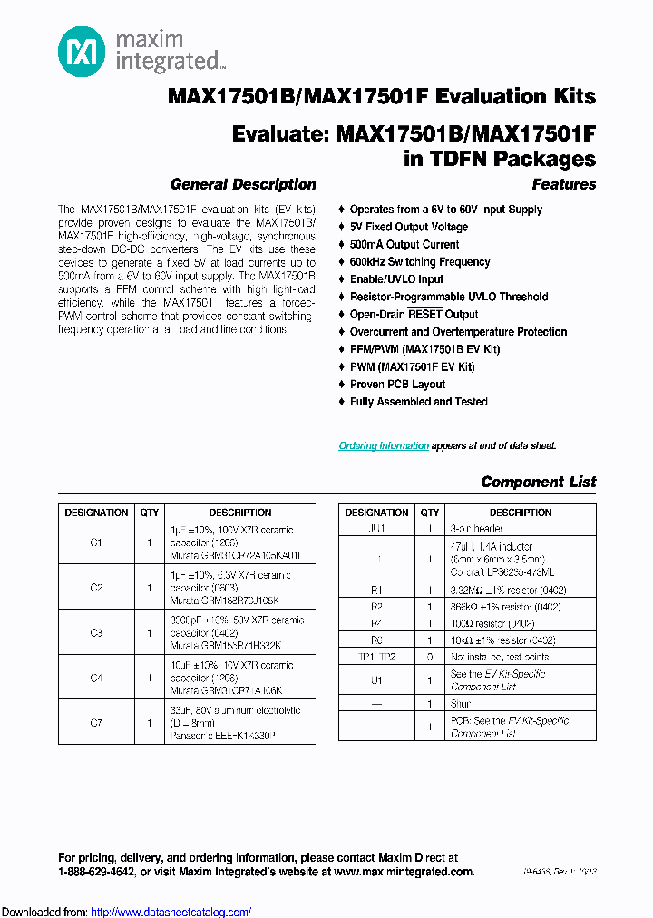 MAX17501BTEVKIT_8808445.PDF Datasheet