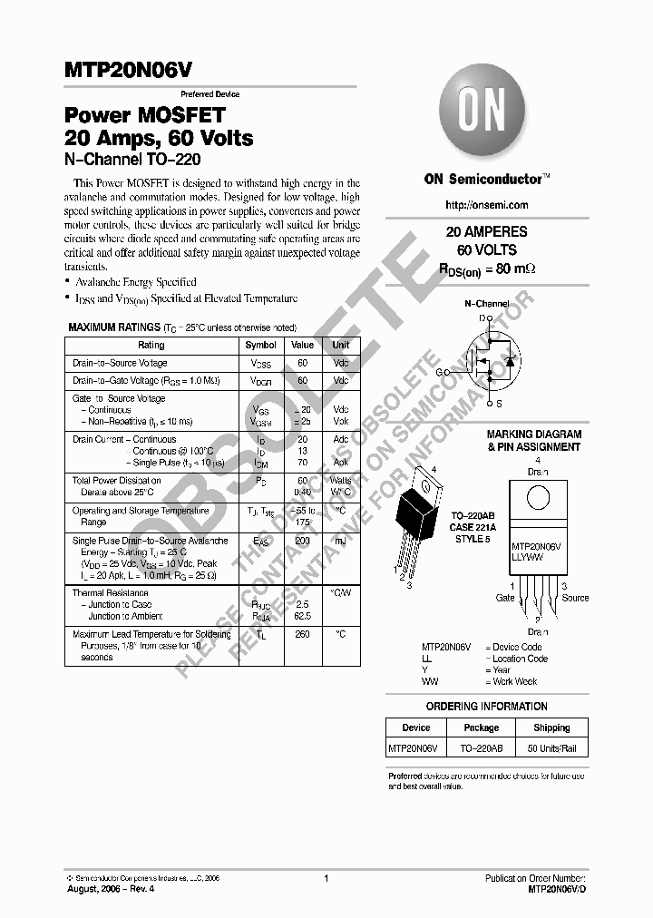 MTP20N06V_8808650.PDF Datasheet