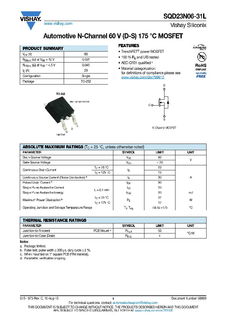 SQD23N06-31L-15_8814836.PDF Datasheet