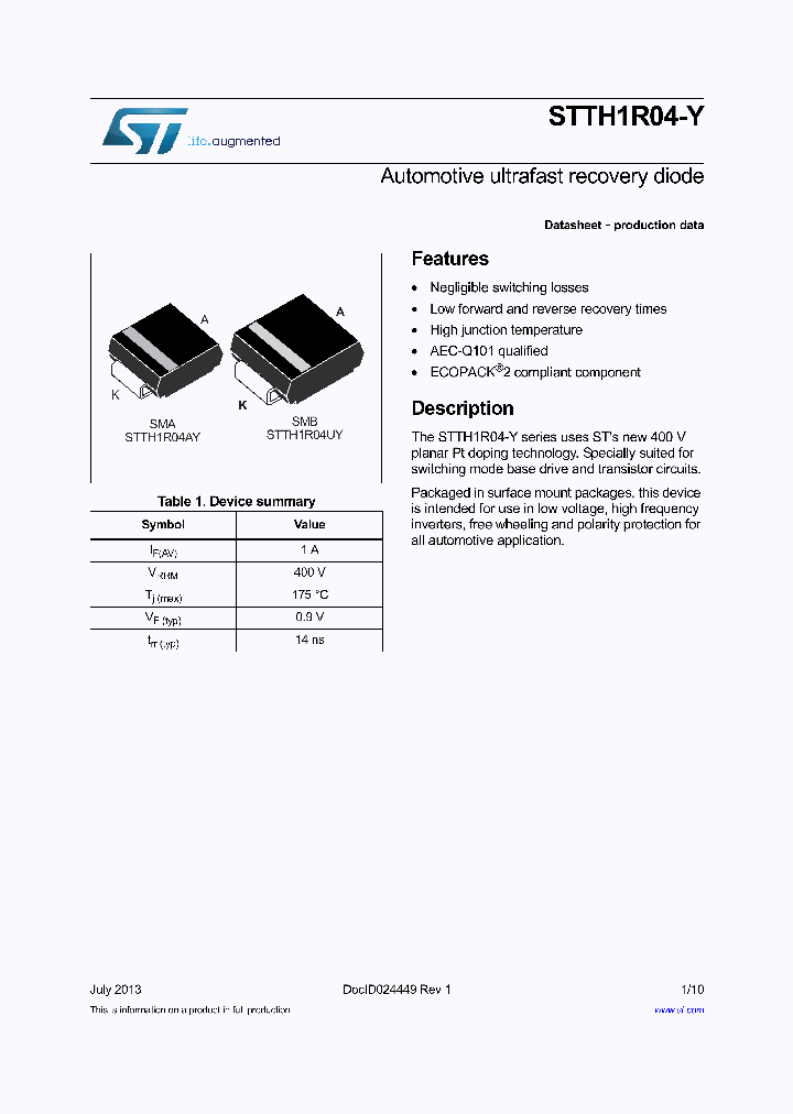 STTH1R04UY_8836187.PDF Datasheet