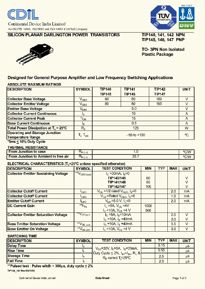 TIP146PNP_8837315.PDF Datasheet