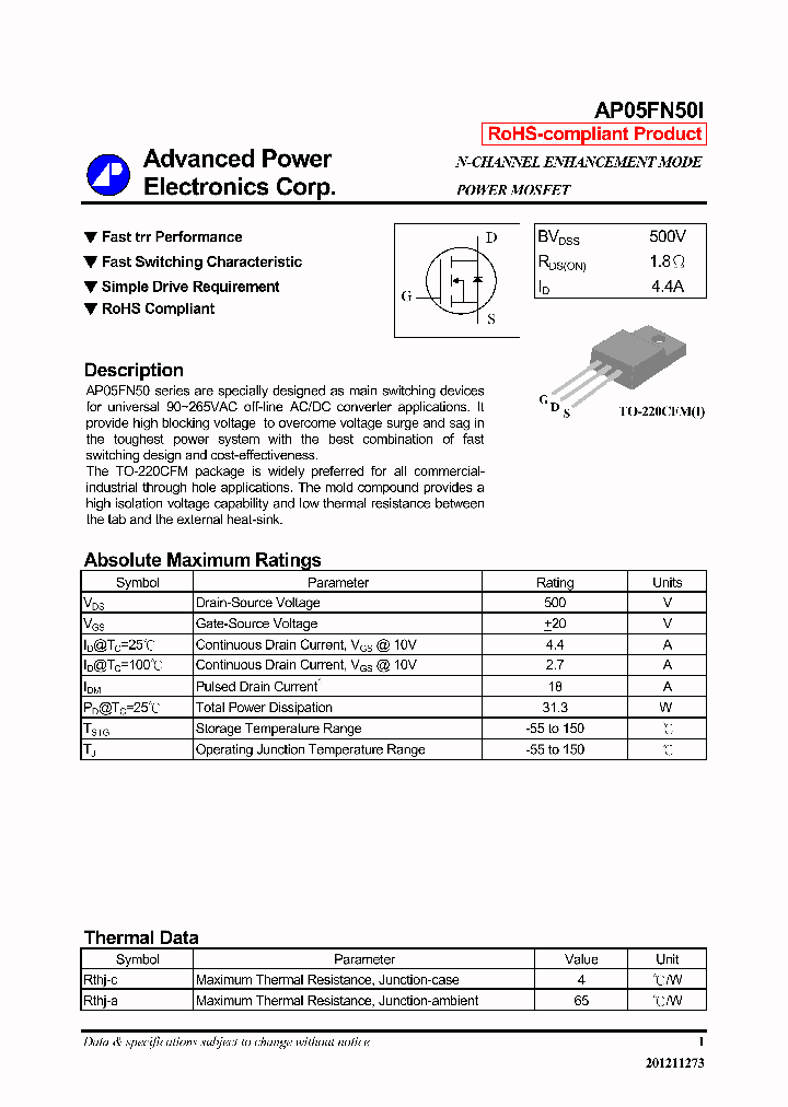 AP05FN50I_8842141.PDF Datasheet