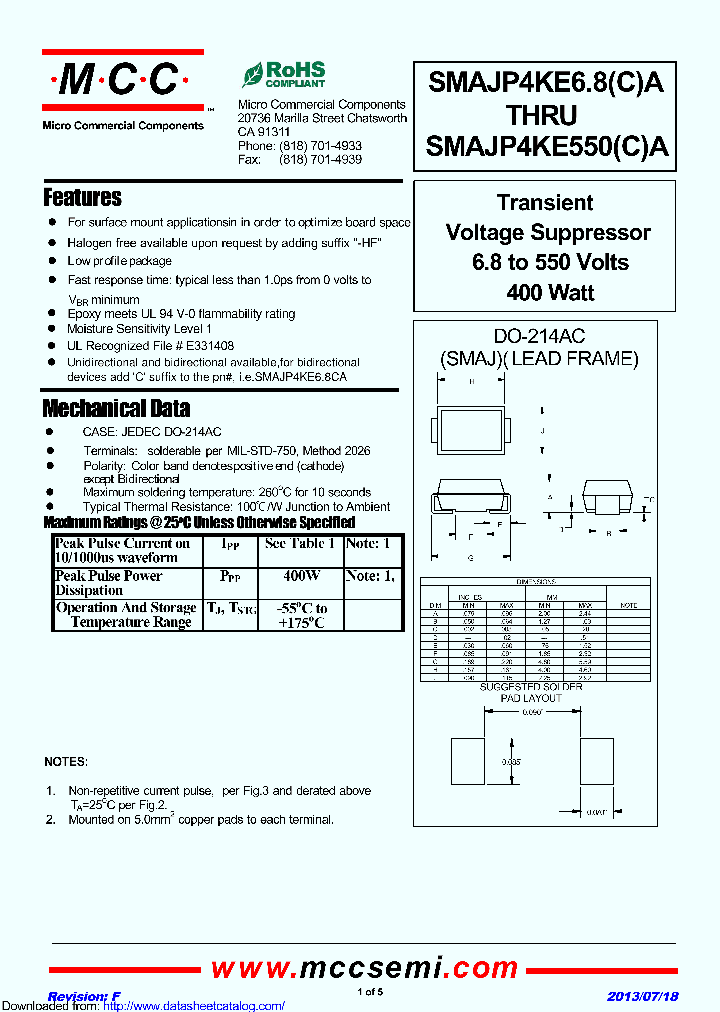 SMAJP4KE10A_8848702.PDF Datasheet