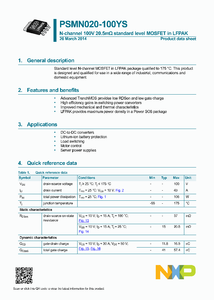 PSMN020-100YS-15_8849842.PDF Datasheet