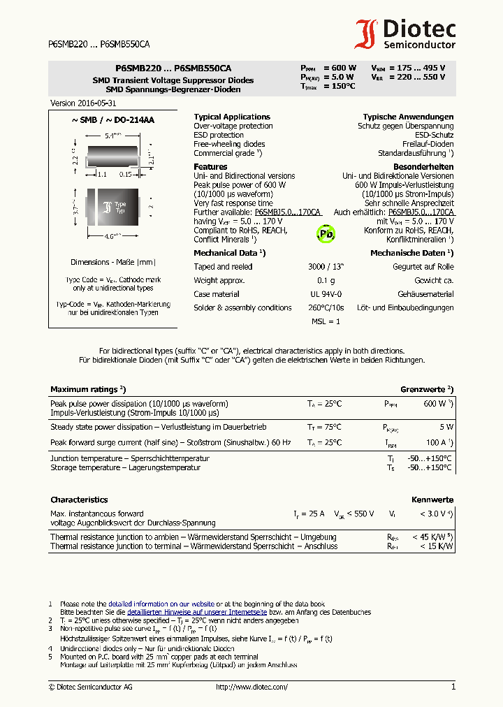 P6SMB250CA_8863357.PDF Datasheet