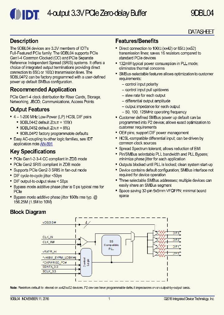 9DBL0442BKILF_8864632.PDF Datasheet