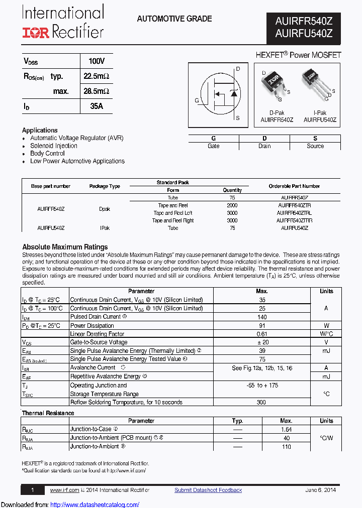 AUIRFR540Z_8870294.PDF Datasheet